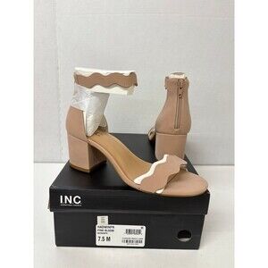 INC International Women’s Hadwin Pink Bloom Block Heel Zipper Sandals Size 7.5M